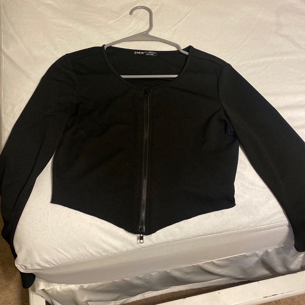 shein double zip crop top